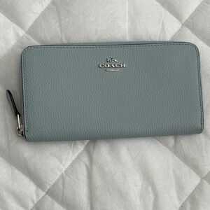 Coach Sky Blue Leather Zip Wallet